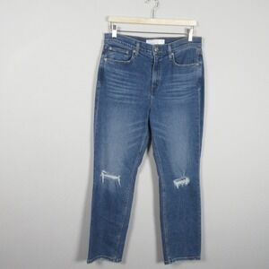 AYR The Yes Yes Yes Straight Leg Jeans Distressed Blue W 31 Stretch Distressed